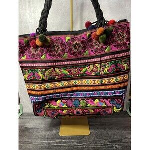 Sam Well Embroidered Colorful Tote Bag